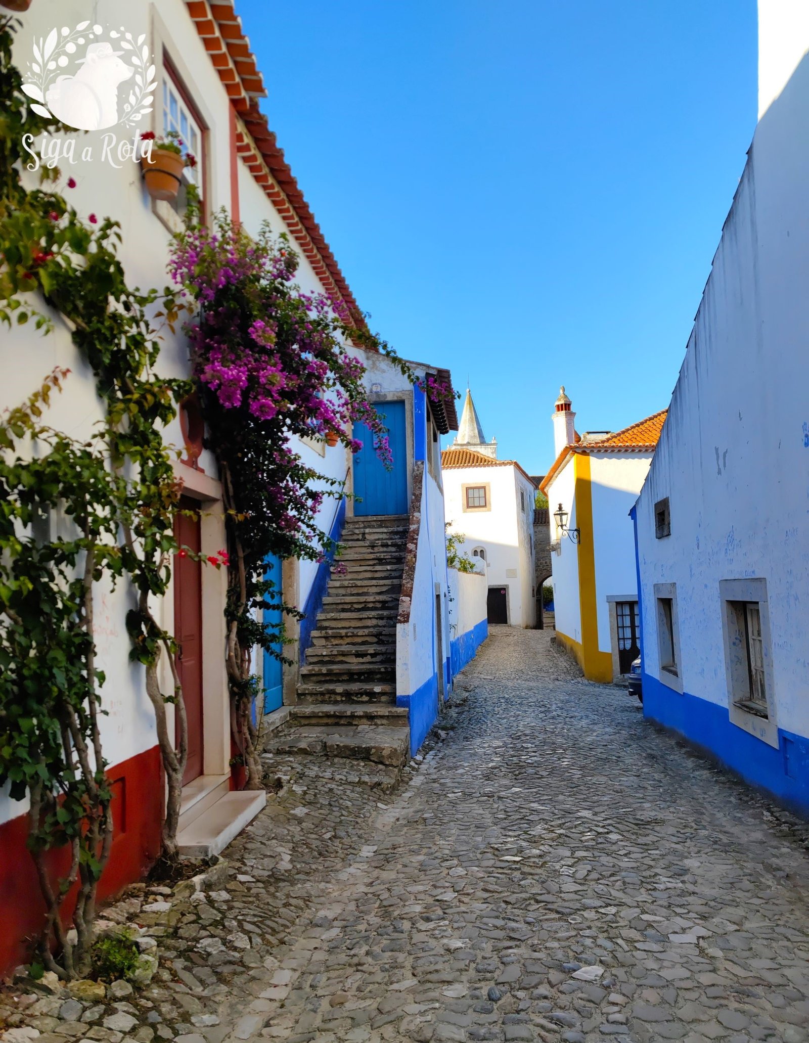 Vista panorâmica da Vila de Óbidos, mostrando as ruas históricas e o cenário encantador ao redor