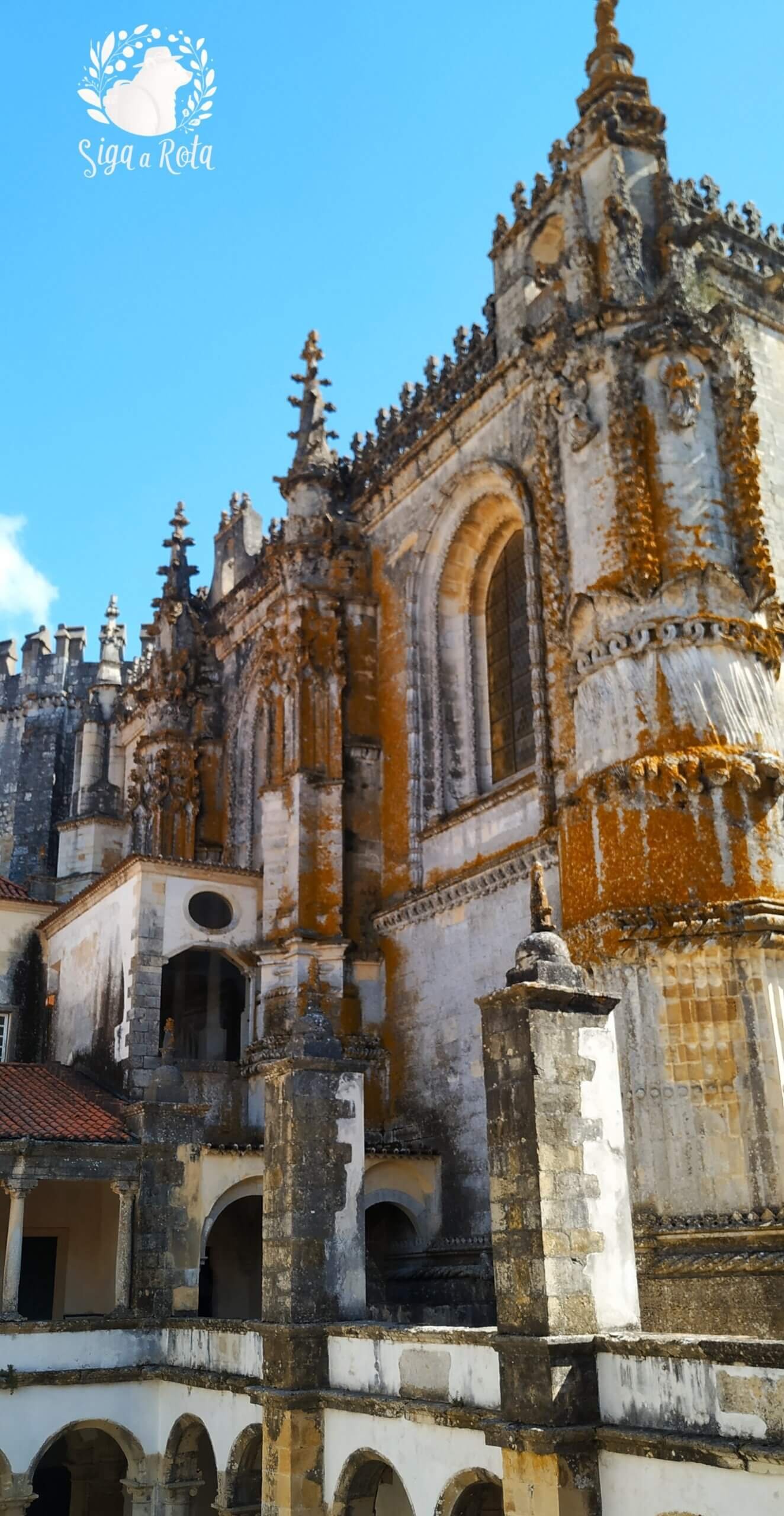 Ornamentação manuelina nas paredes do Convento de Cristo, destacando símbolos da época.